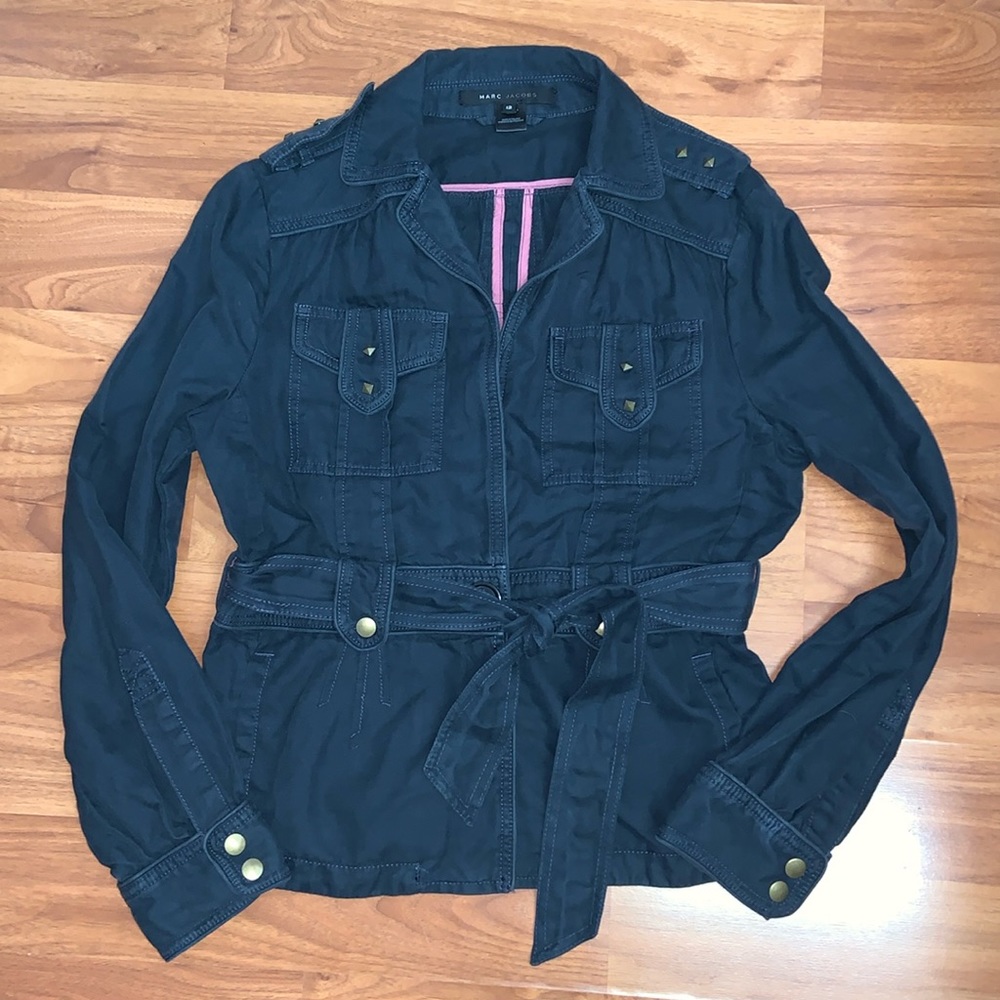 Marc Jacobs Embellished Studded Waist Tie Blazer Jacket